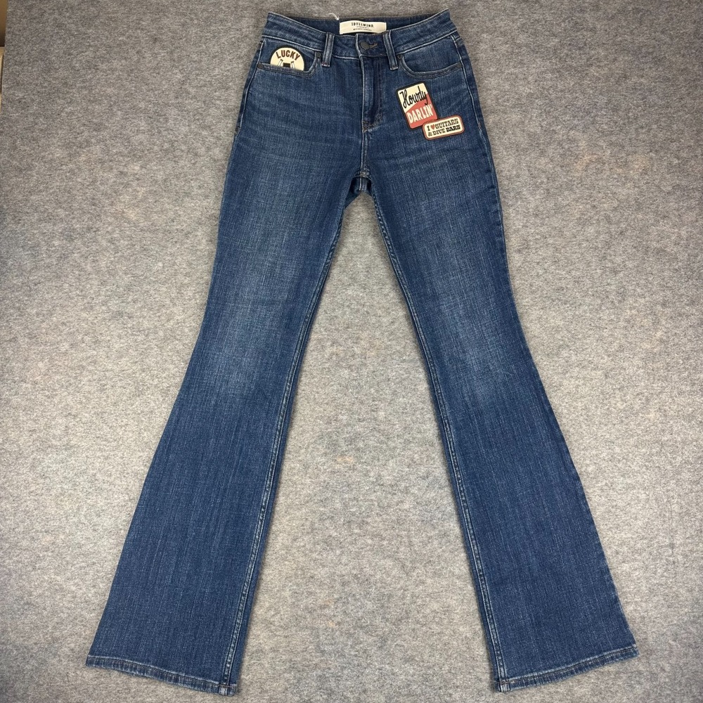 Idyllwind Legend Fit High Rise Novelty Patch Flare Jeans 34" Womens 0 *